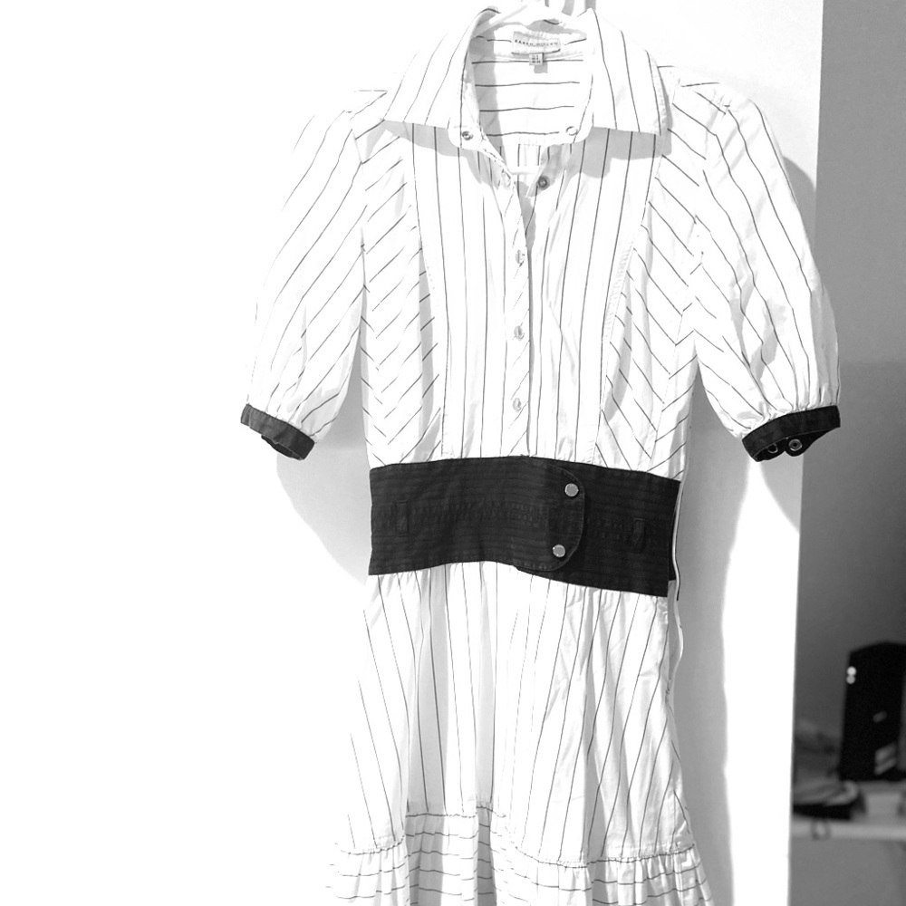 Black and white pin striped shirt dress